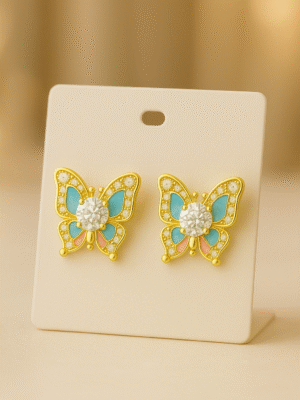blue and pink enamel wings