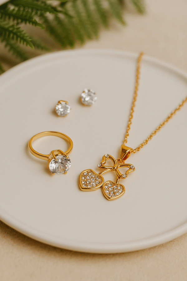 Golden Bowheart Sparkle Set