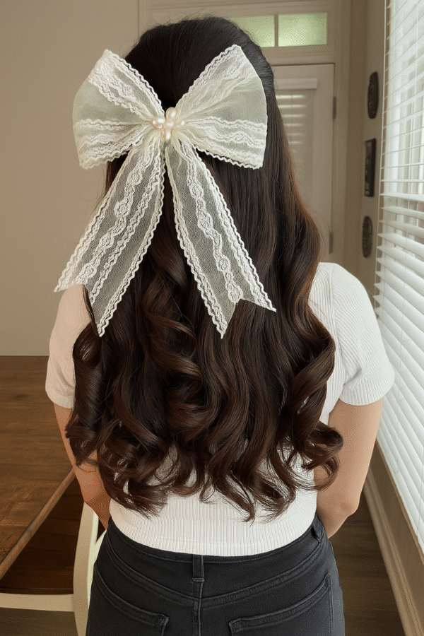 Light Green star hair bow